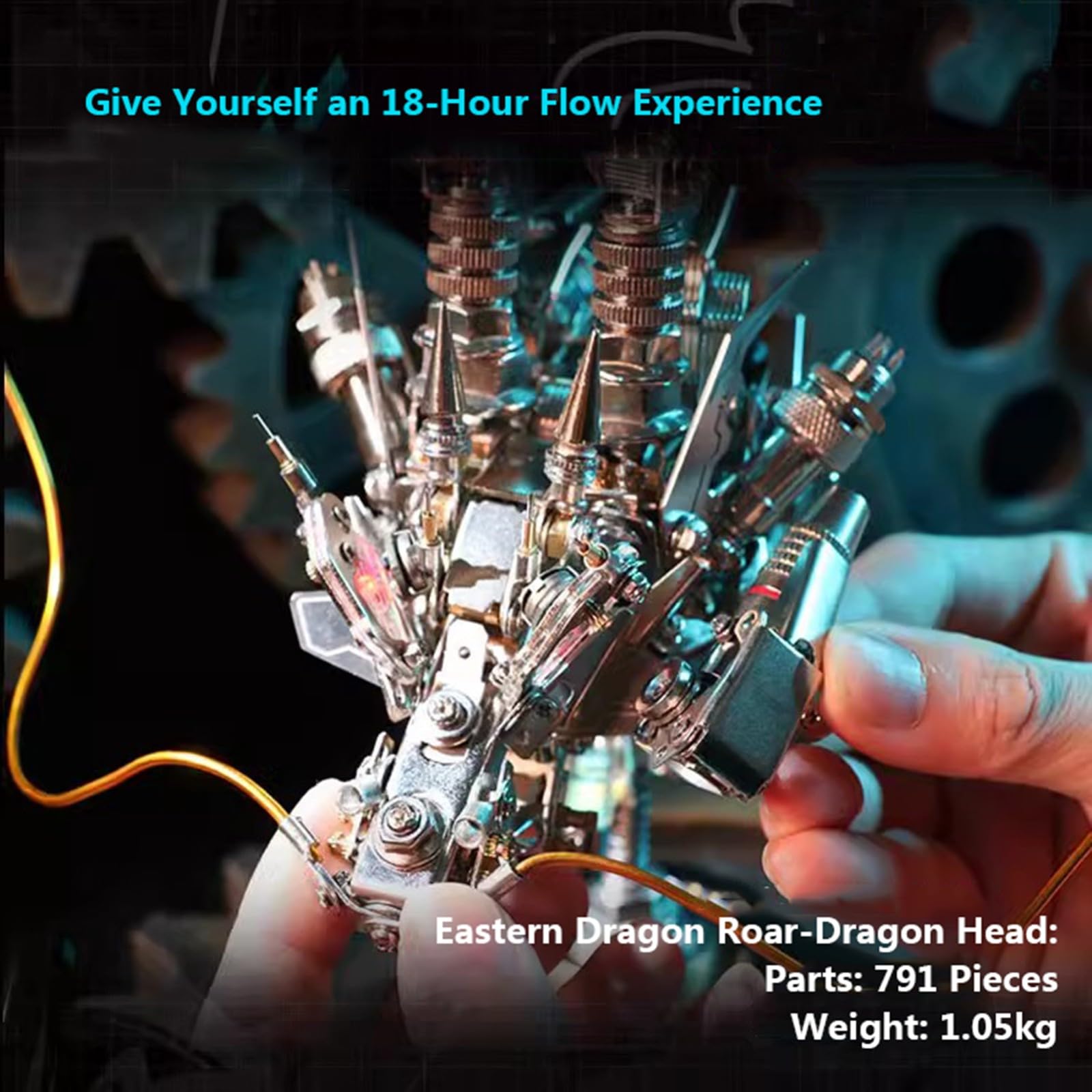 Puzzle metalowe 3D, mechaniczne zestawy modeli metalowych z głową smoka, narzędziami, kreatywny zestaw do samodzielnego montażu, dla mężczyzn, kobiet, ozdoby dekoracji domu, 791 sztuk