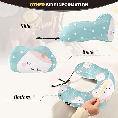 Miniatura 4 de Marshmallow - Almohadas de viaje portátiles con patrón de cara, almohada en forma de U para avión, almohada de viaje para niños