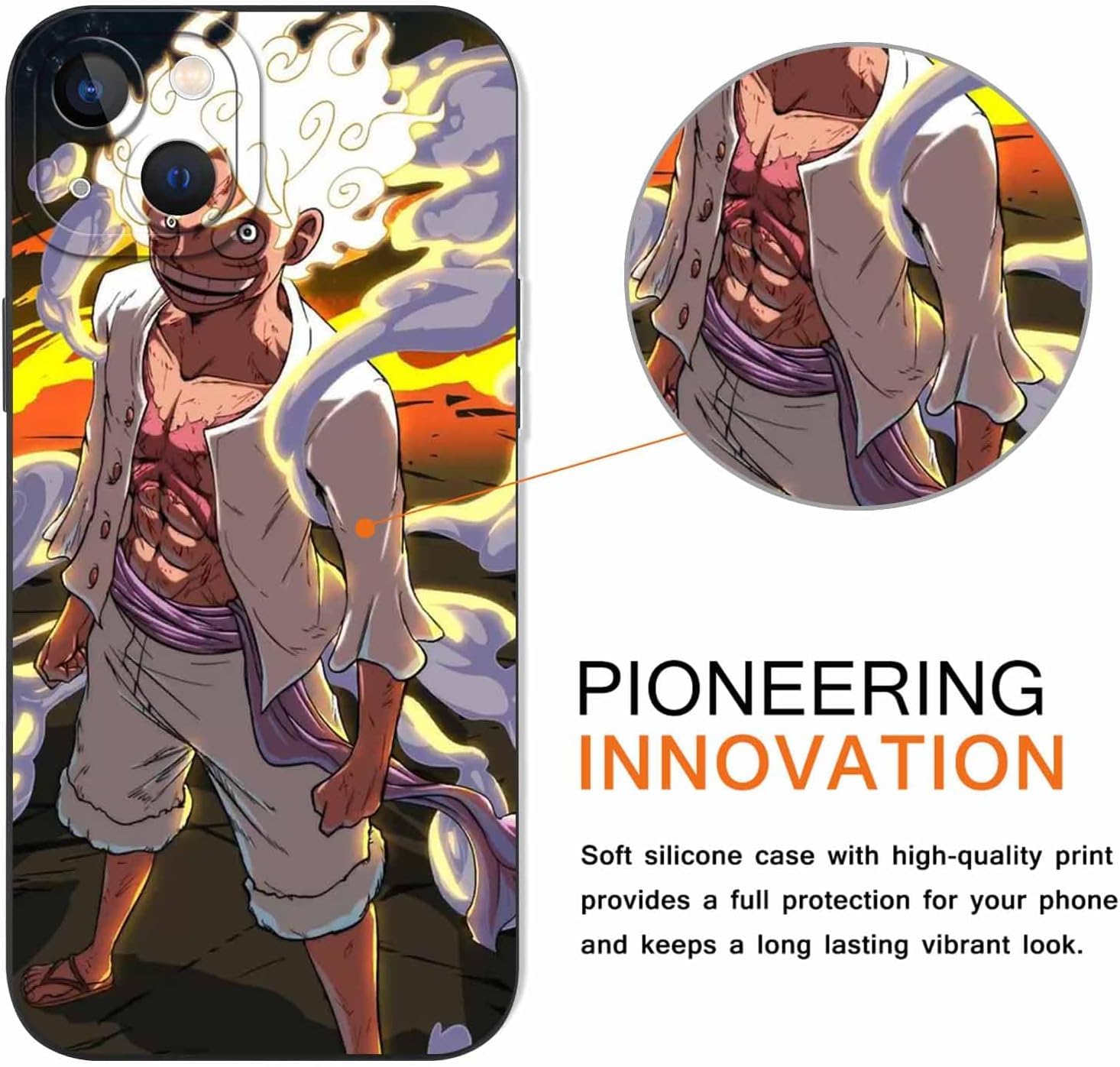 PBNDJVG 2 Custodie Per IPhone 16 Pro Max Con Personaggi Anime Zoro E Sun God Nika, TPU Antiurto, Protezione Lente, 01 - 4