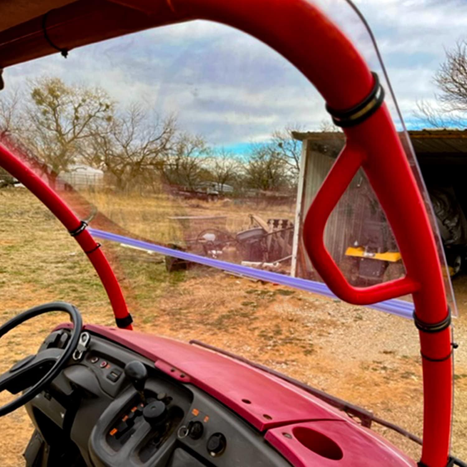 KUAFU Clear Flip Windshield Compatible with 2006-2016 Kawasaki Mule 610 600 SE XC Front Fold Up Windscreen