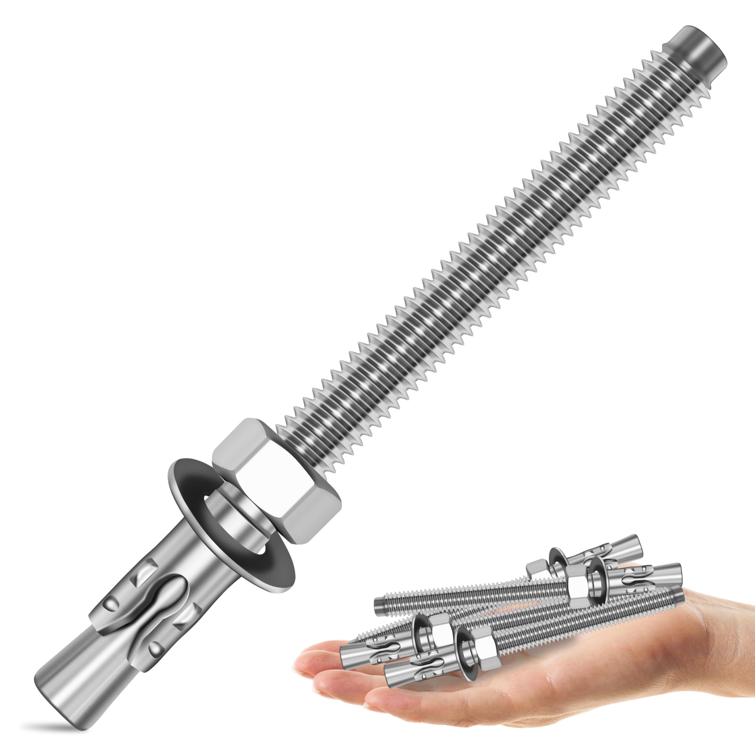 Stainless Steel Wedge Anchors - Secure Concrete & Brick -10 Stainless Steel Wedge Anchors - Secure Concrete & Brick -10