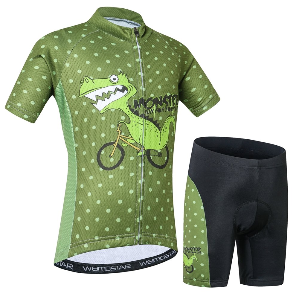 Maillot de ciclismo para niños, manga corta, diseño de dibujos animados, para ciclismo de carretera y montaña, pantalones cortos transpirables