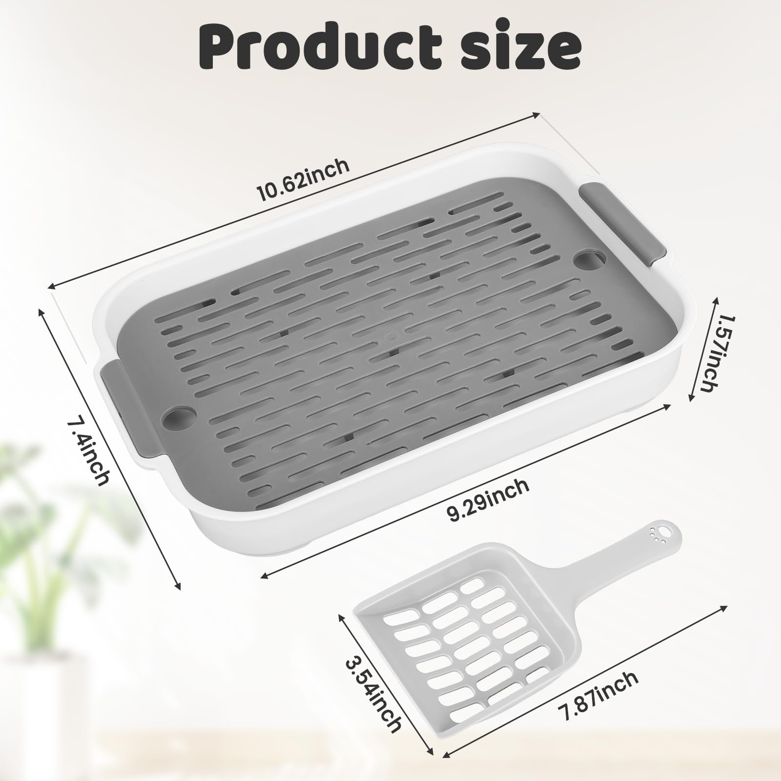 Litière pour lapin 27x18x4 cm grise avec pelle et grille