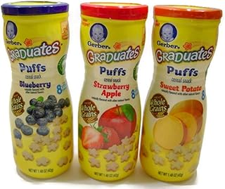 Gerber Graduates Puffs Cereal Snack Variety Pack - Blueberry, Strawberry-Apple, Sweet Potato - 1.48 oz Each