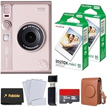 Fujifilm instax mini Evo Gentle Rose Bundle with 20 Film, 32GB SD, Case