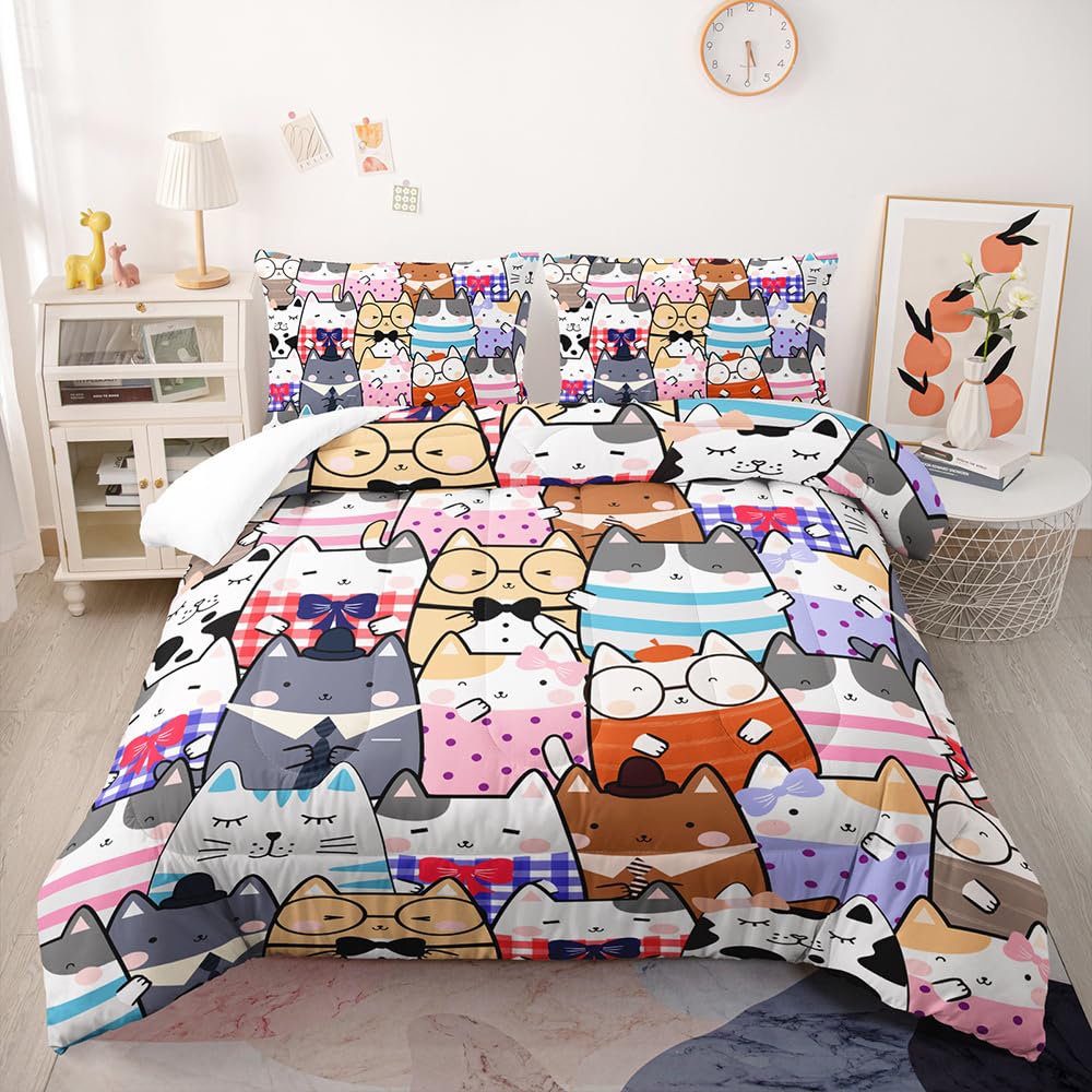 Edredon Animales Grises Y Rosados Colchas Microfibra Colcha Cama Transpirable Funda Nordica 4 Temporadas Edredón Lavable Nordico Duradero Relleno Nordico+2 Fundas de Almohada(50x75cm) 200x200cm
