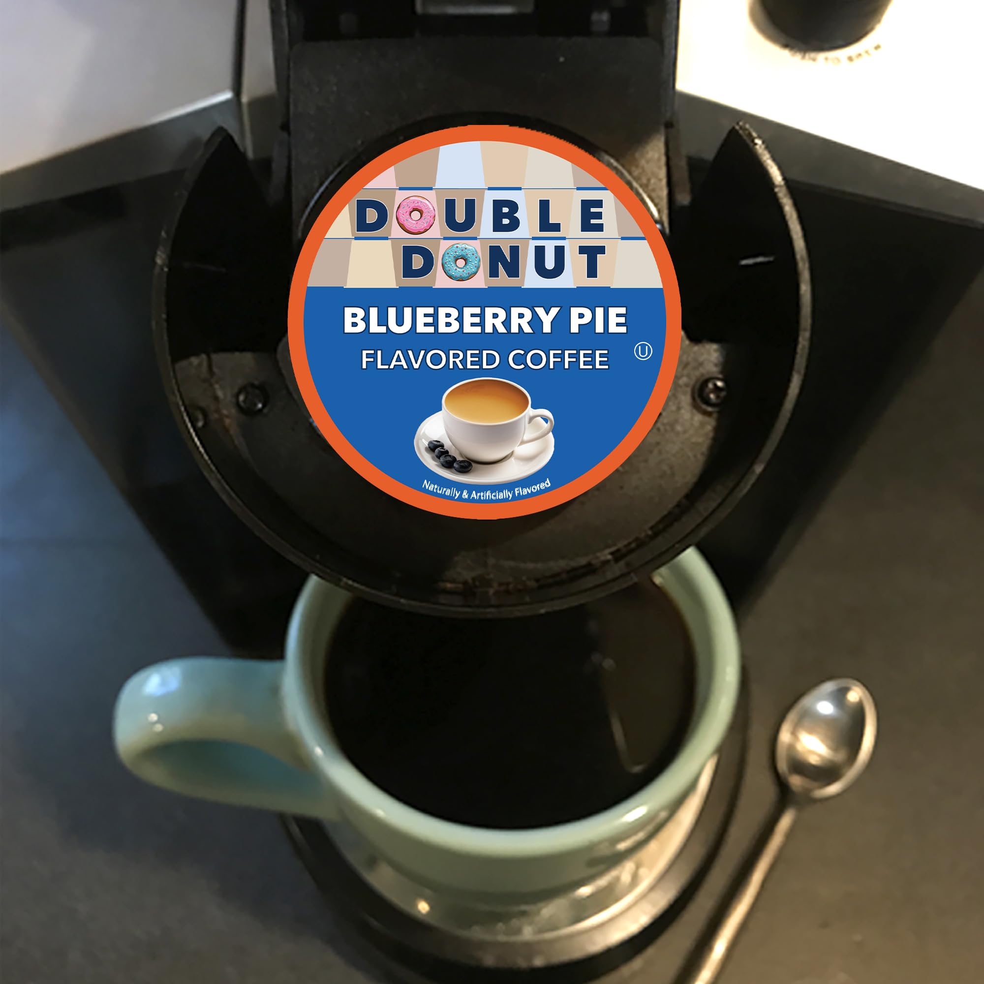 Cápsulas de café con sabor a dona, café de arándano, café de una sola porción para cafeteras Keurig K Cup, café tostado medio en cápsulas reciclables, 24 unidades