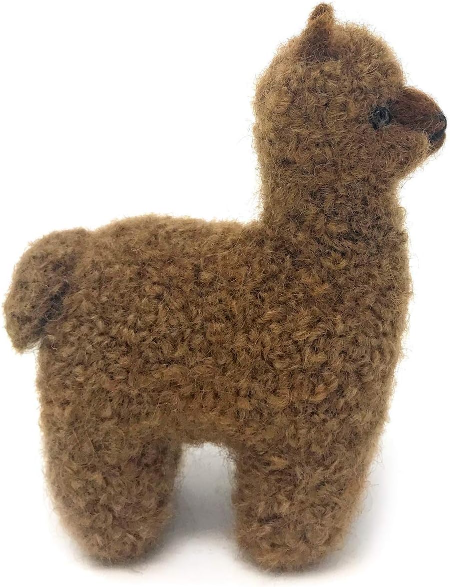 Inca Fashions - Felted Lifelike Alpaca Figure & Ornament, Handmade from 100% Alpaca Wool Yarn (Dark Brown)