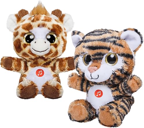 Miniatura 3 de Nleio Animales de peluche parlantes de la selva de 7 pulgadas, animal de peluche con sonidos para bebé, fiesta de bebé, regalo de cumpleaños,