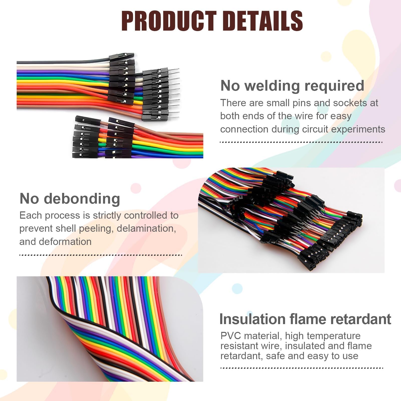120 pezzi Cavetti Jumper Filo Dupont Multicolore Wire, 20cm, 40 pezzi M-F, 40 pezzi M-M, 40 pezzi F-F, Cavi 28AWG per Arduino e Breadboard