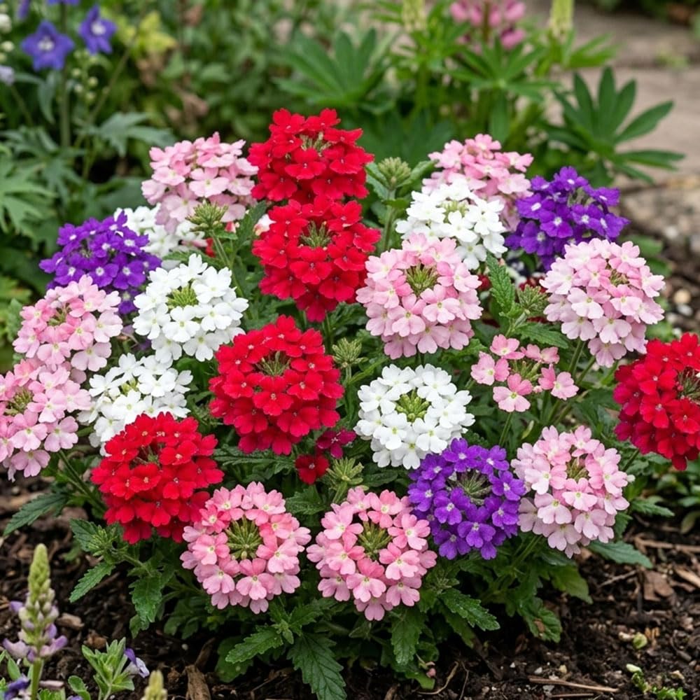 Verbena Mammoth Hybrids Mixed Seeds – Half Hardy Annual – Large Colourful Blooms All Summer – Compact Bedding Plant for Borders, Pots & Containers