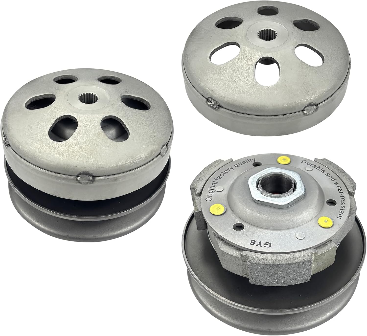 Rear Clutch Driven Pulley Assy with Clutch Bell Compatible with GY6 125cc 150cc 157QMJ 152QMI 4-Stroke Engine 19 Spline Scooter ATV Go Kart