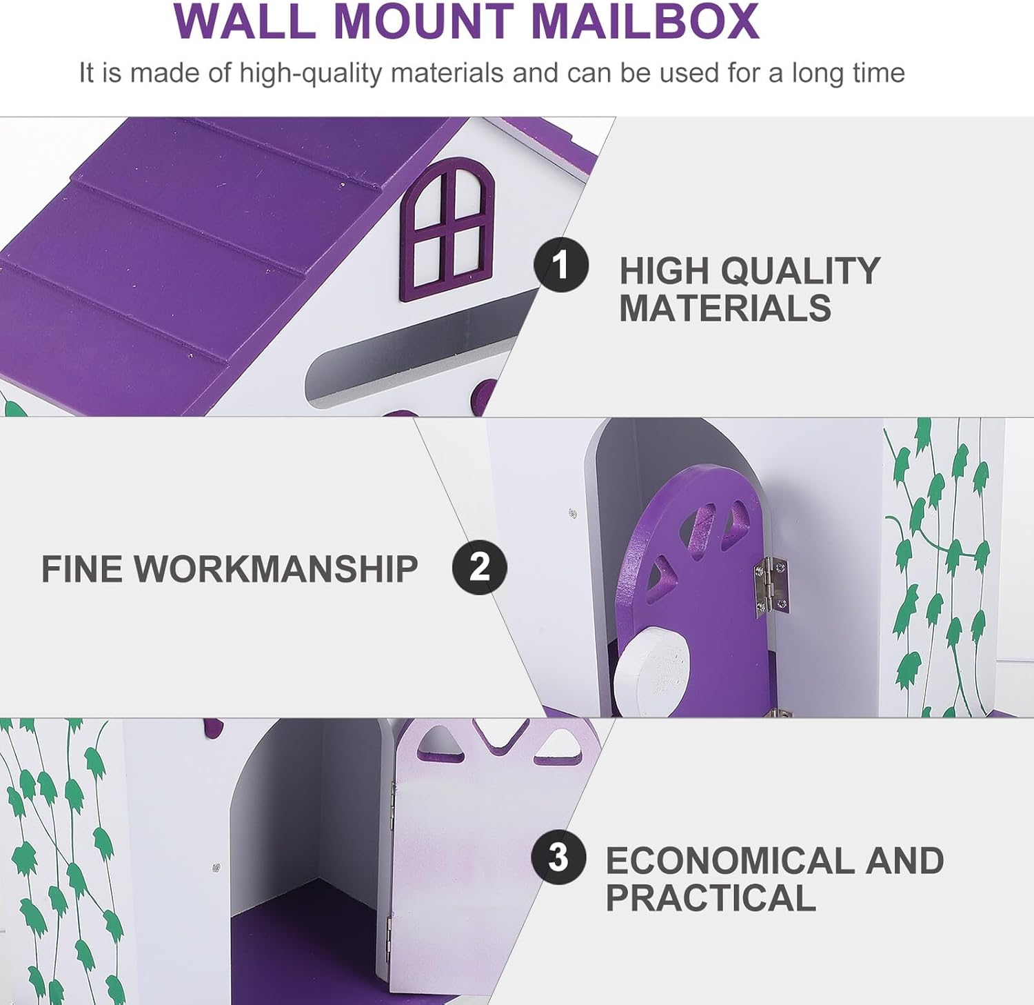 Pastoral Style Wall Mount Letter Box Density Board Mailbox for School Home Suggestion Collection with Decorative Painted Design and Confidential Storage
