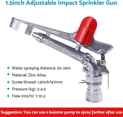 Miniatura 2 de ALINREDBX Pistola rociadora de riego agrícola de 1.5 pulgadas, pistola de riego de área grande de 360, rociador de riego para jardín, granja,