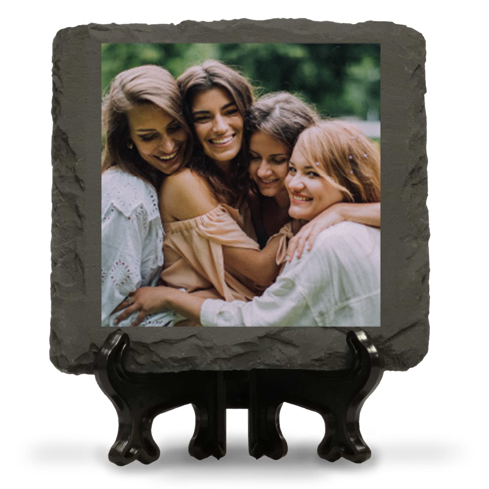 You Personalise Single Photo Personalised Photo Slate 100Mm X 100Mm Square With Optional Display Stand - Custom