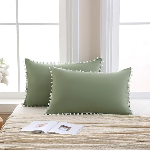 Miniatura 121 de Blue Body Pillow Cover Shabby Chic Long Pillow Case Cover Navy Blue Pom Poms Fringe Body Pillow case with Pocket Closure 20x54 inches(Body,Navy Blue)