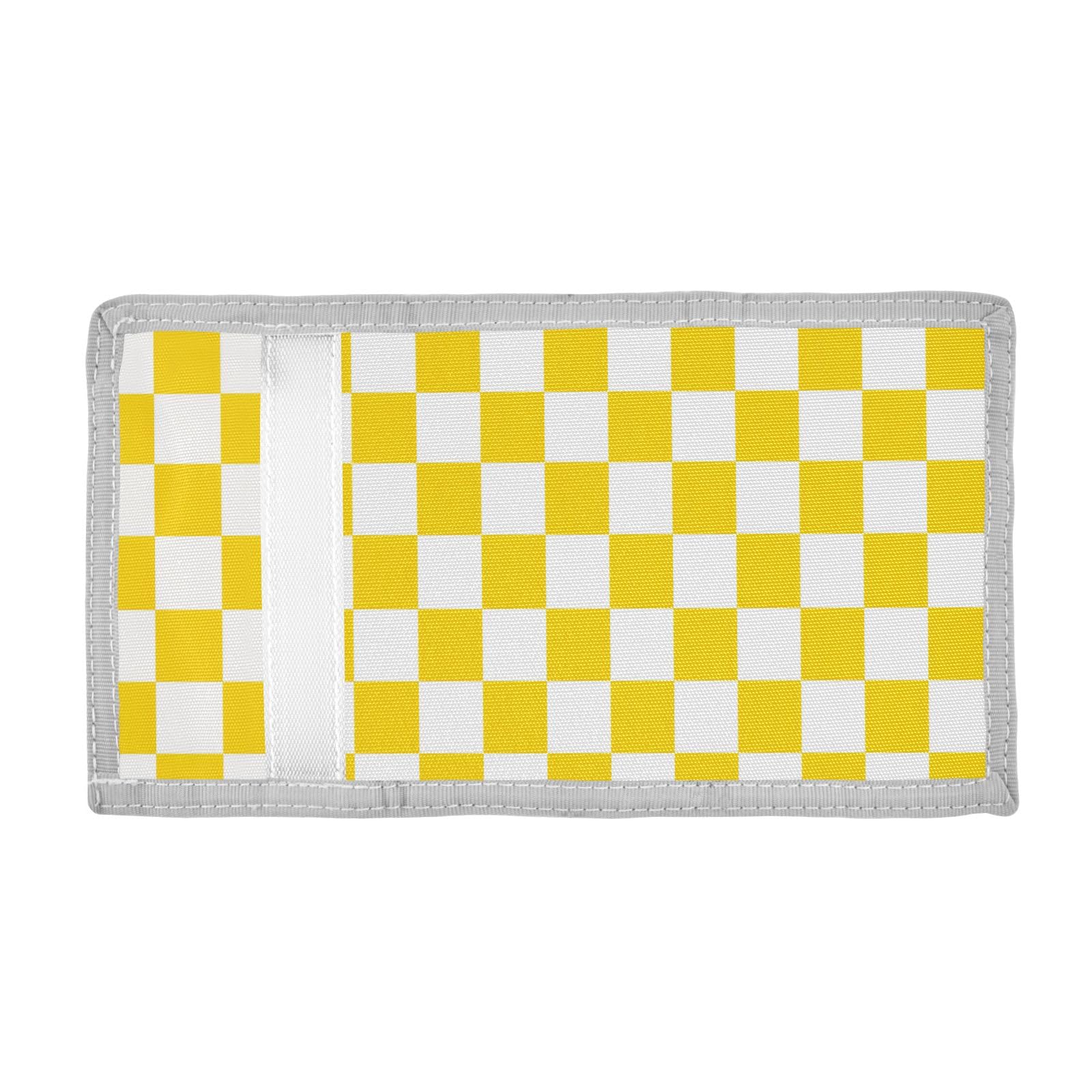 ALAZA Kids Wallets for Boys Girls Toddler Trifold Wallet Children Small Yellow White Checkered with Zipper Coin Pocket