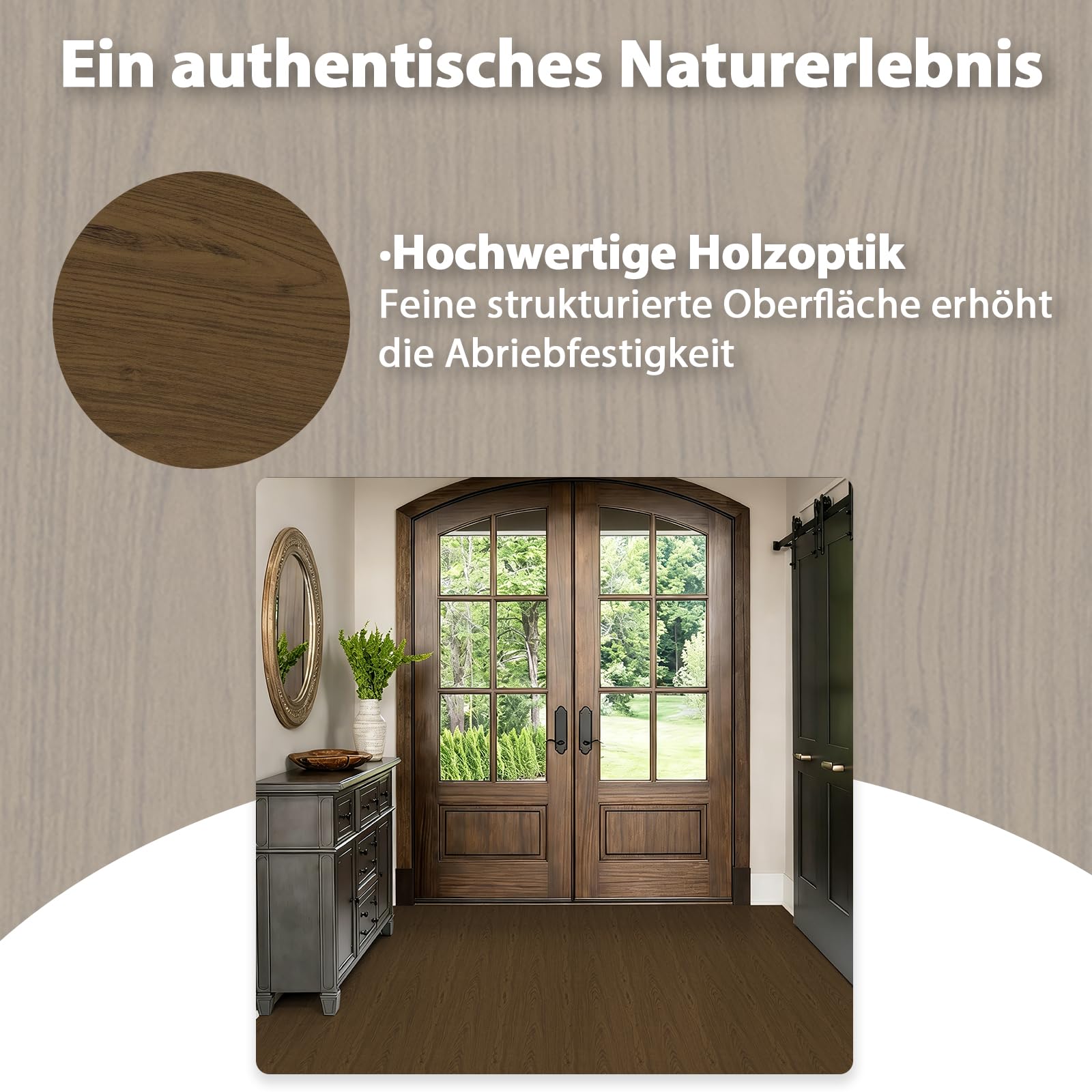 Vinylboden Selbstklebend, PVC Bodenbelag Selbstklebend, Vinyl Holzoptik Bodenaufkleber, Wasserdicht Verschleißfest Meterware für Küche Wohnzimmer Badezimmer Braun 30X300cm