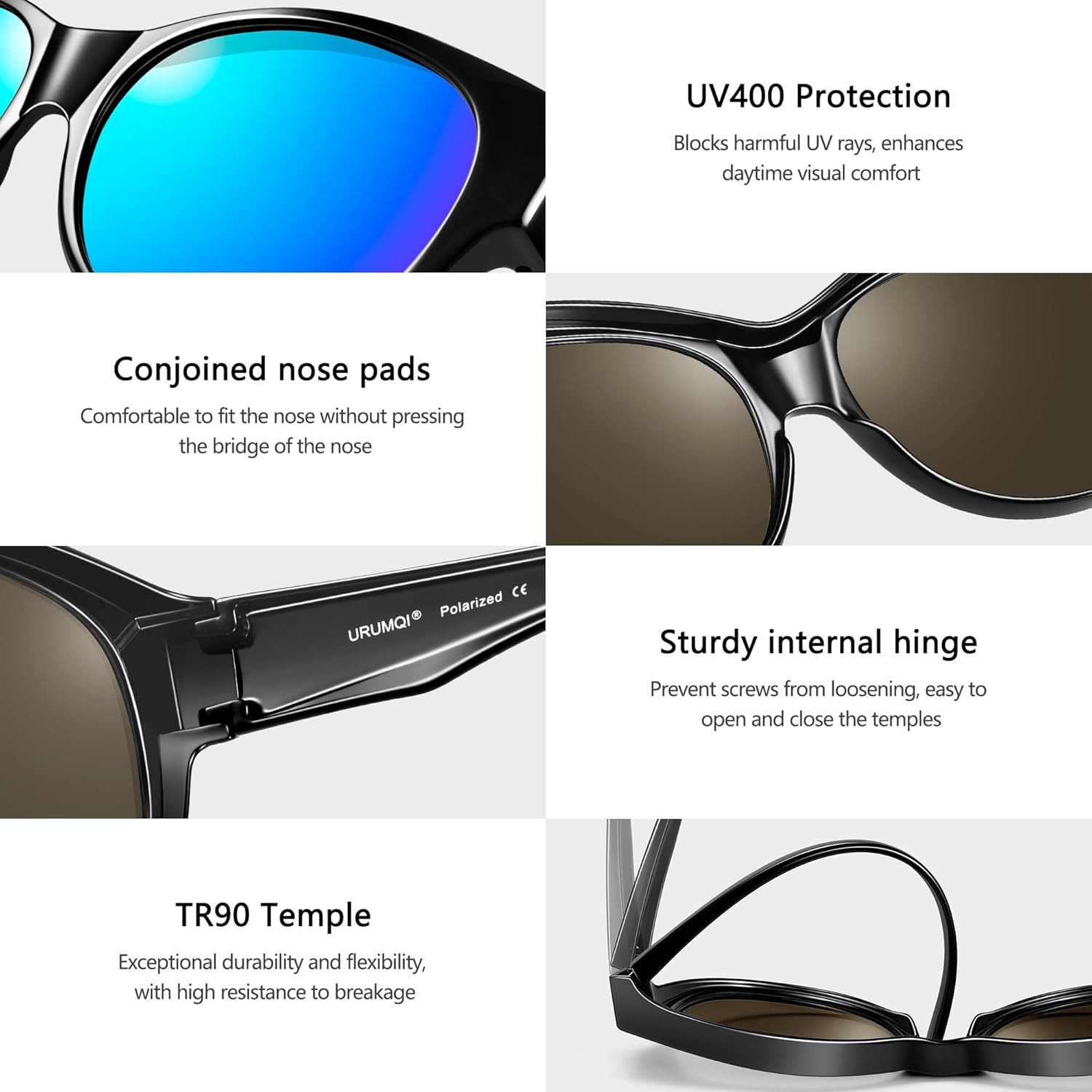 URUMQI Sunglasses Over Glasses Women, Polarized UV400 Protection Fit Over Glasses Sunglasses for Women Round Cat Eye - Image 4