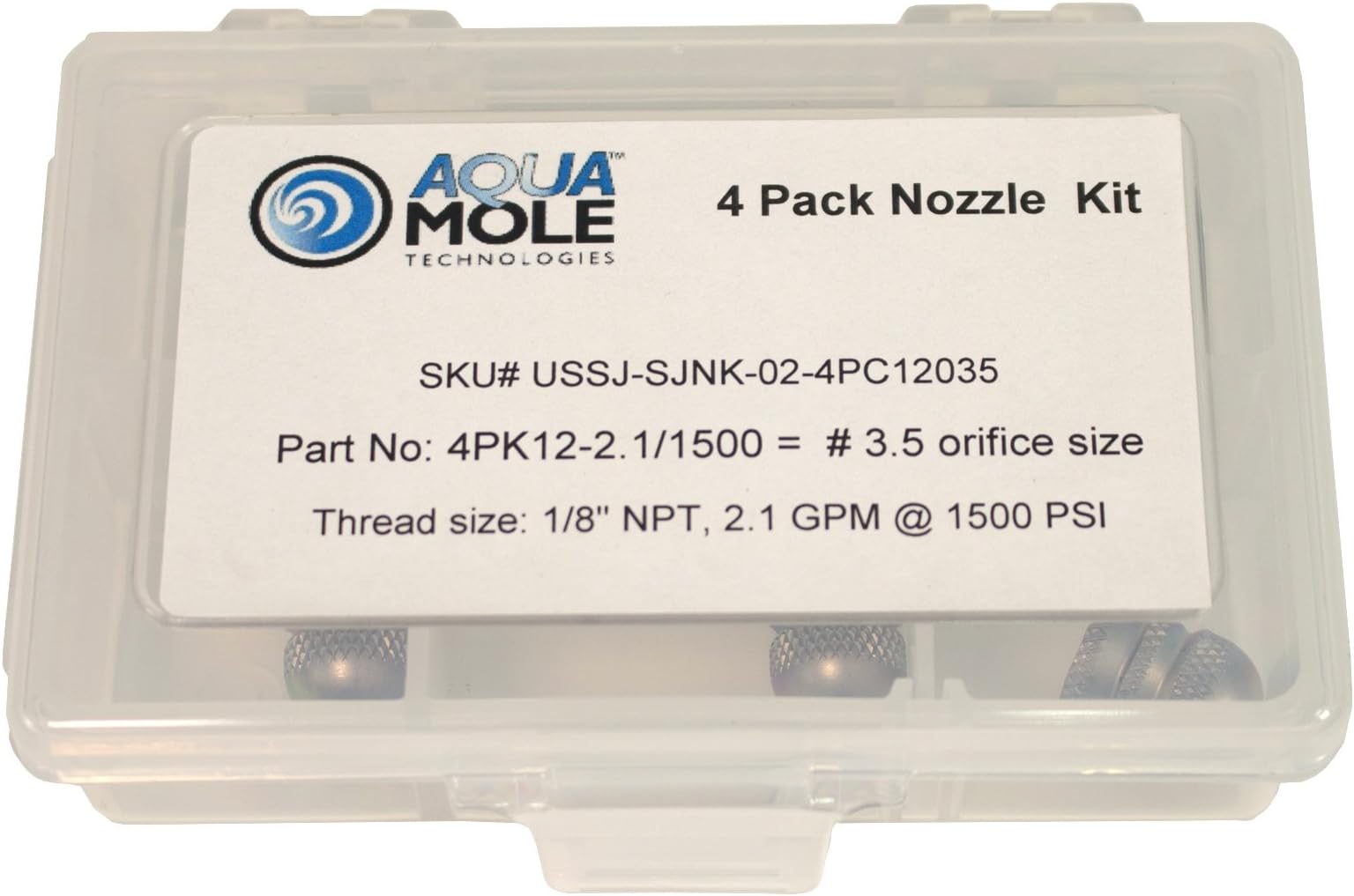 Four Pack 1/8in. NPT Button Nose Sewer Jetter Nozzle 4 Piece Set 1500 PSI 3.5 Orifice