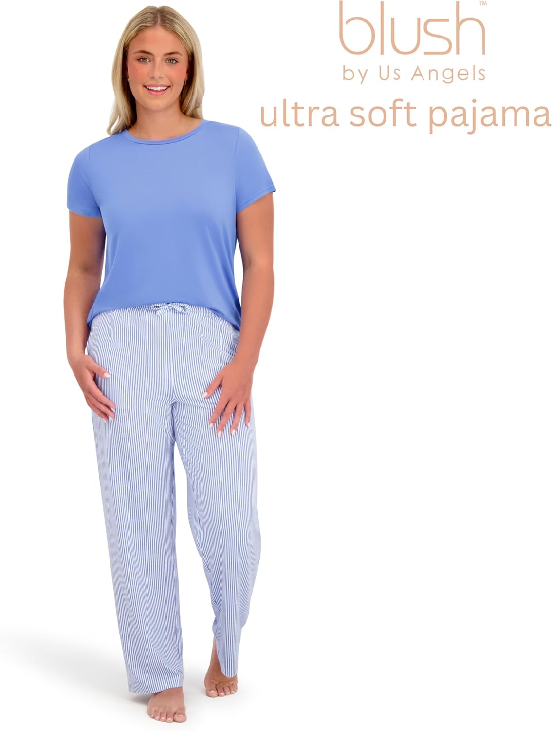 Blush by Us Angels Ultra Soft Women's Pajama Set, Breathable Light Stretchy, Ladies Lounge Set, 4-Piece PJ Set - Image 4