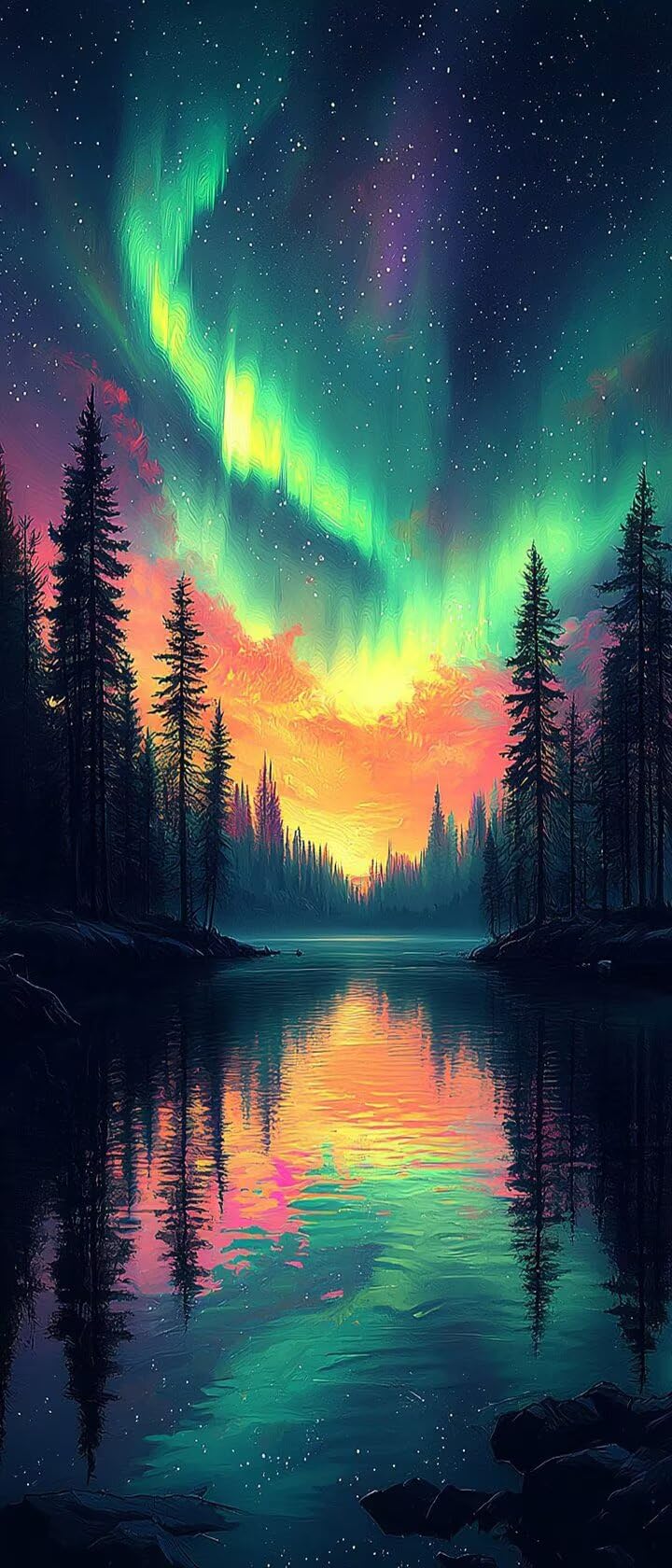 Malen Nach Zahlen 50x150cm Leinwand Aurora Malen Nach Zahlen Erwachsene mit Ohne Rahmen, DIY Kreativ Set für Erwachsene mit Pinseln und Acrylfarbe, Zimmer Deko See Landschaft Geschenk, P0M-716