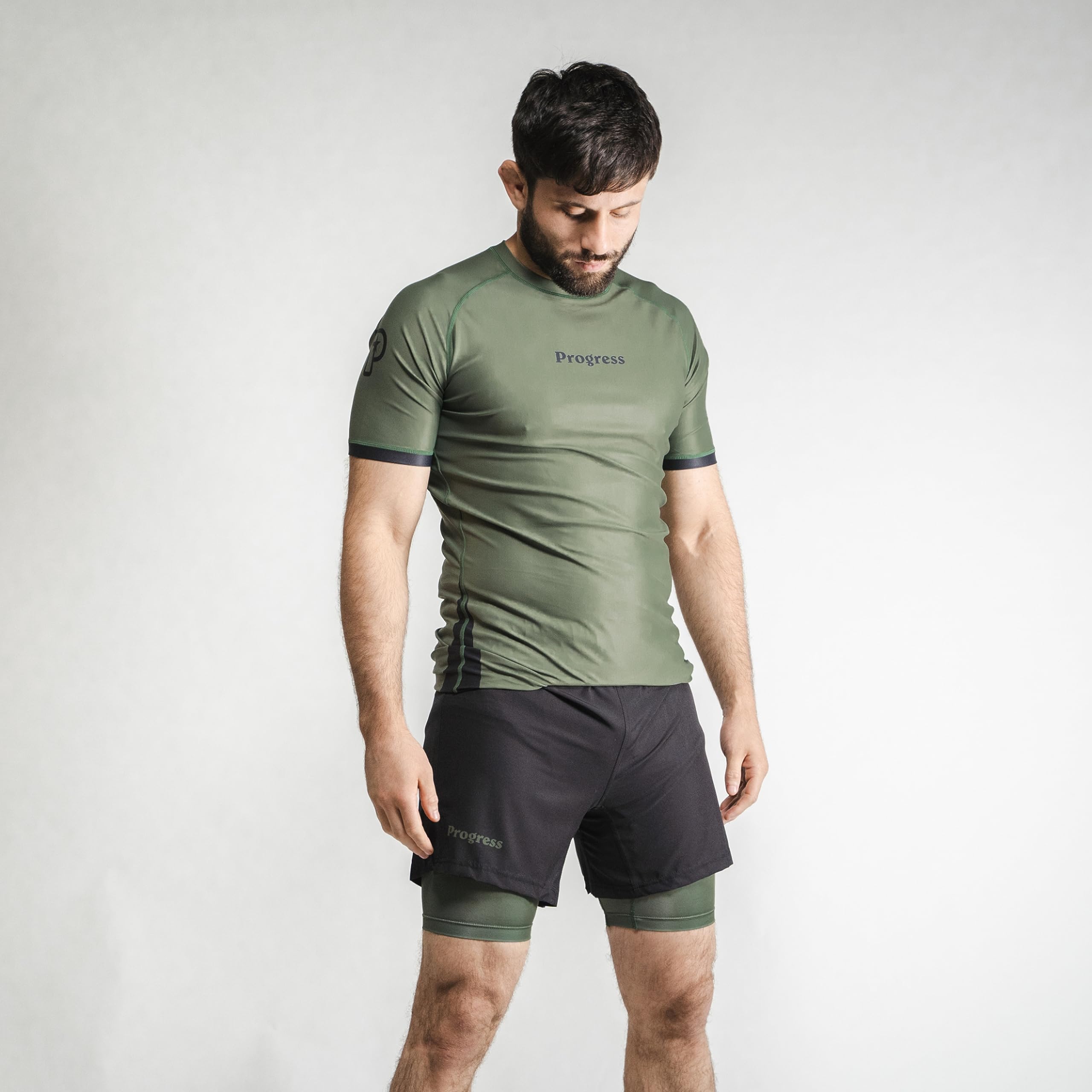 Progress Jiu Jitsu Academy - Camiseta de protección de manga corta, cómoda y duradera BJJ, flexible para agarre