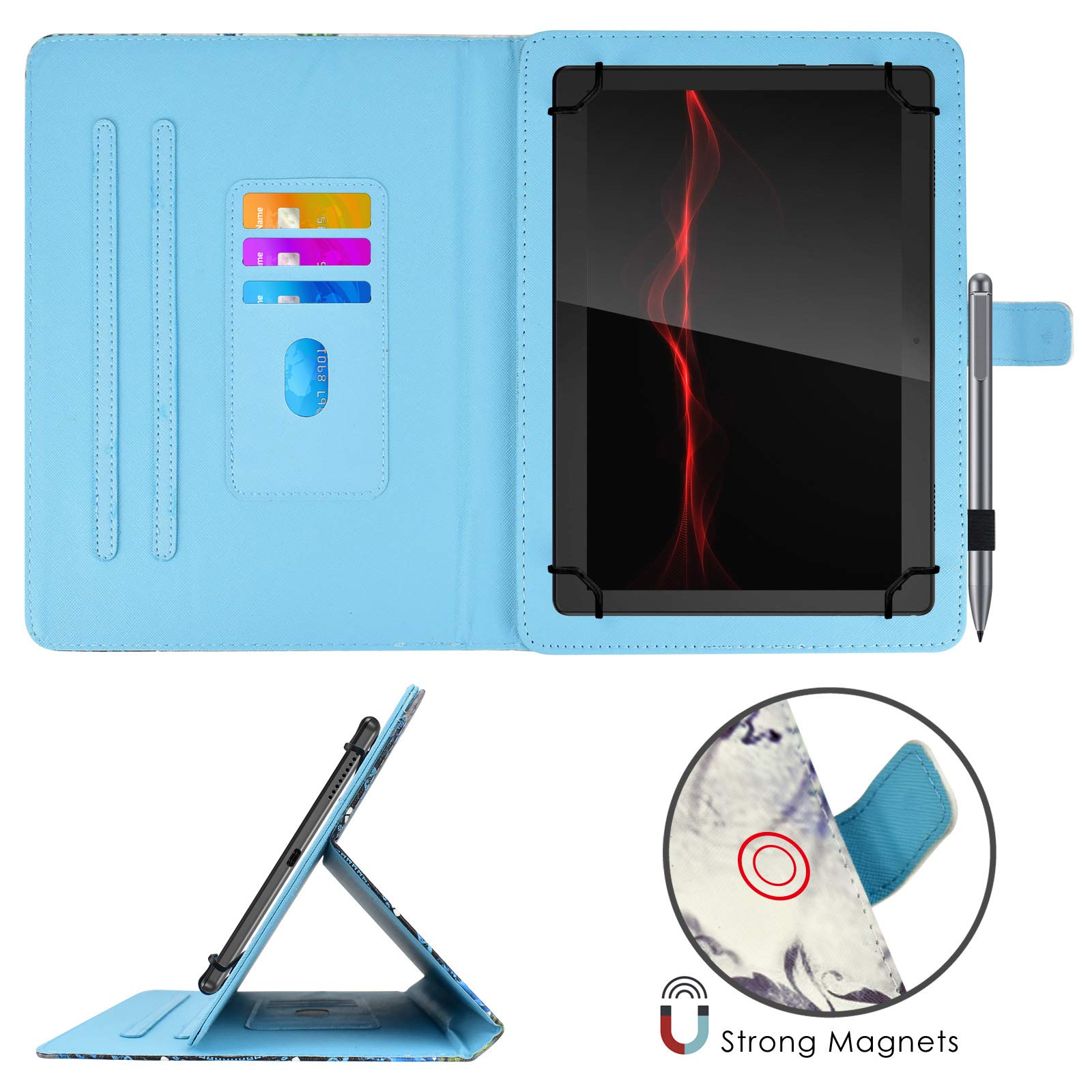 Custodia Portafoglio Universale Per Tablet 9-11 Pollici - Pelle Sintetica Con Supporto Regolabile - Compatibile Con Blackview, Teclast, Doogee, AllDocube E Molti Altri