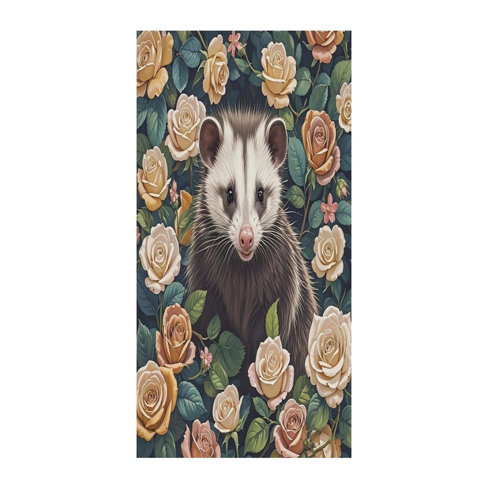 Cortinas de puerta de una sola pieza Opossum and Roses de tejido opaco para aislamiento