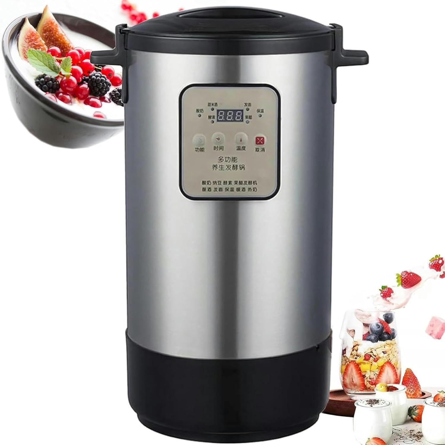 Natto Yogurt Electric Fermentation Machine, 12 Liter Automatic Yellow Wine And Yogurt Machine, LCD Screen Stainless Steel Commercial Constant Temperature Digital Yogurt Machine, Natto Yogurt Machine