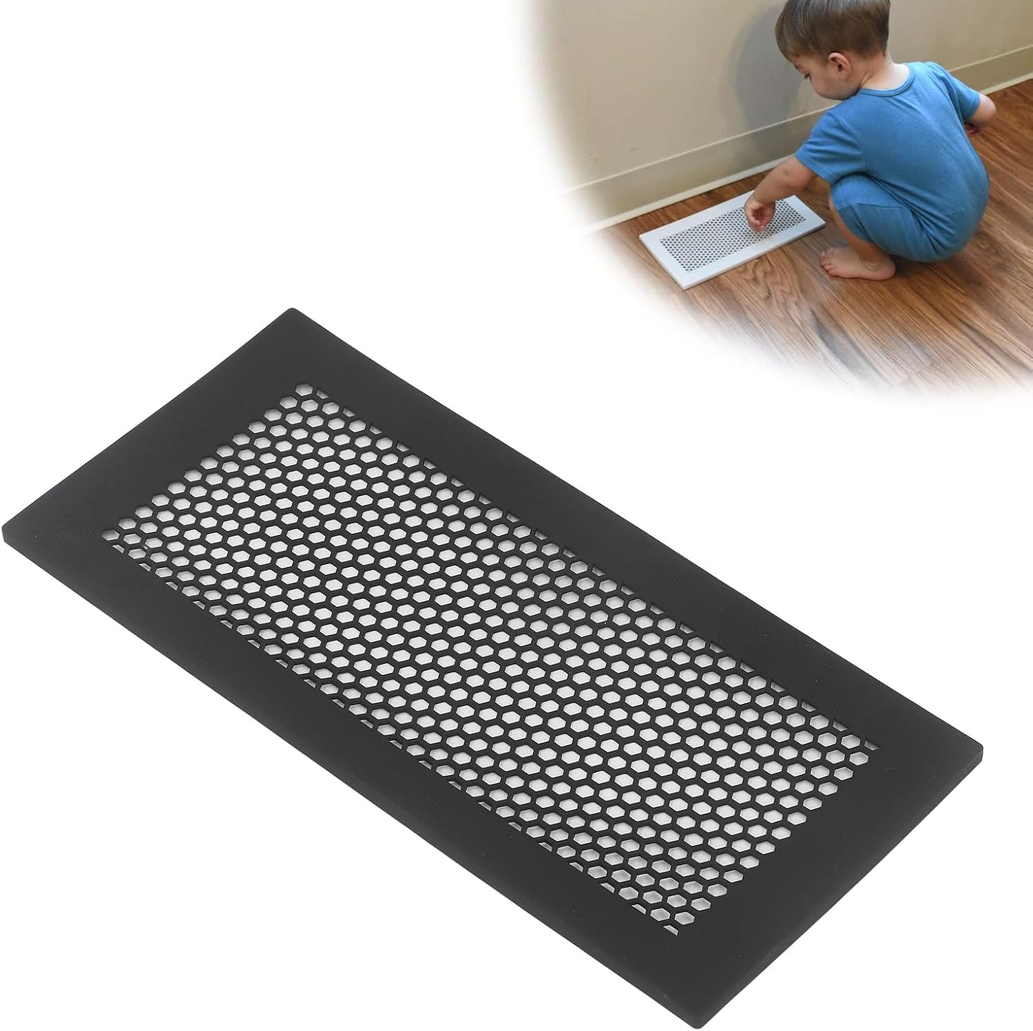 2pcs Silicone Baby Proof Vent Covers Protective Vent Covers for 4 x 12in Vent (Black)