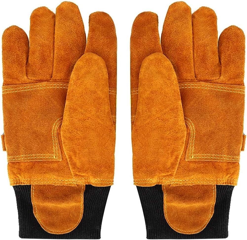Guantes, par de Guantes de Cuero de Vaca - Guantes de Seguridad Largos Resistentes al Calor ignífugos, Calor Radiante, Guantes de protección de Trabajo de Alta Resistencia