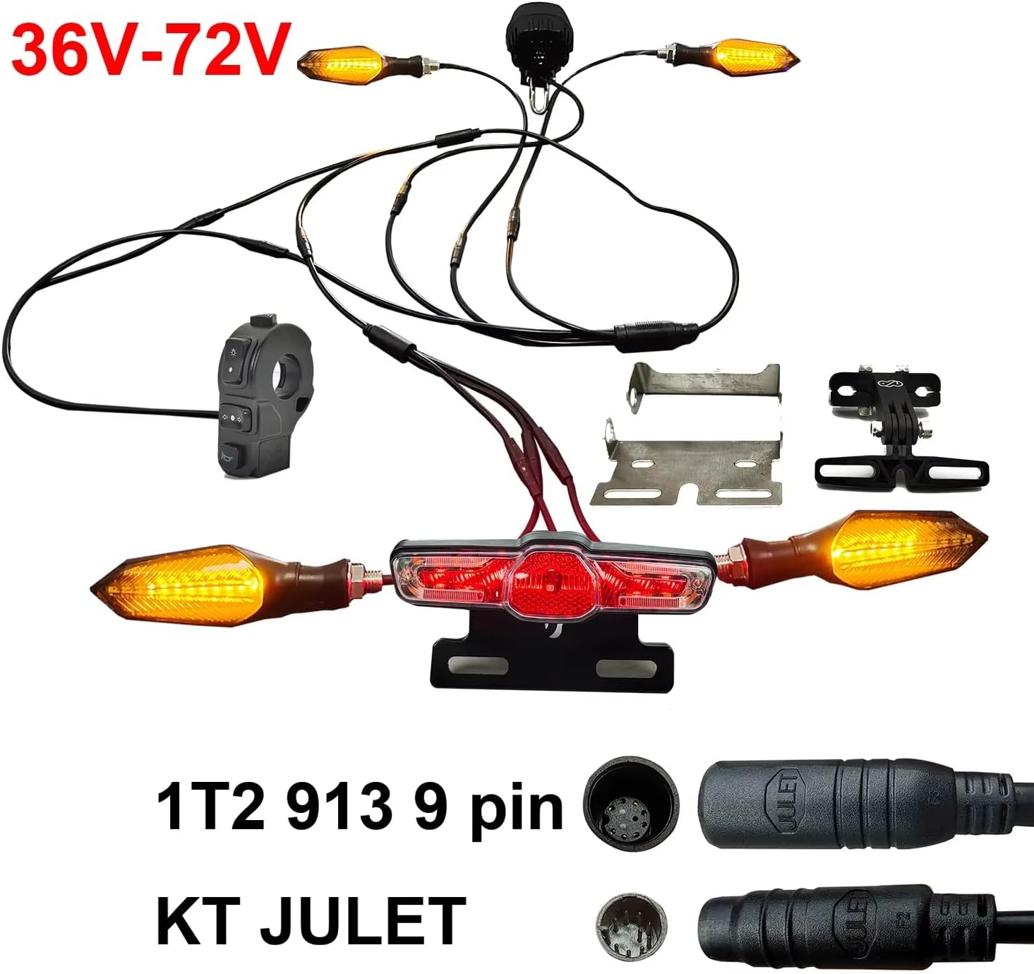 36V 48V 52V 60V 72V Ebike 05X Lights Kit Headlight Taillight Horn Turn Signal Brake Light for DIY