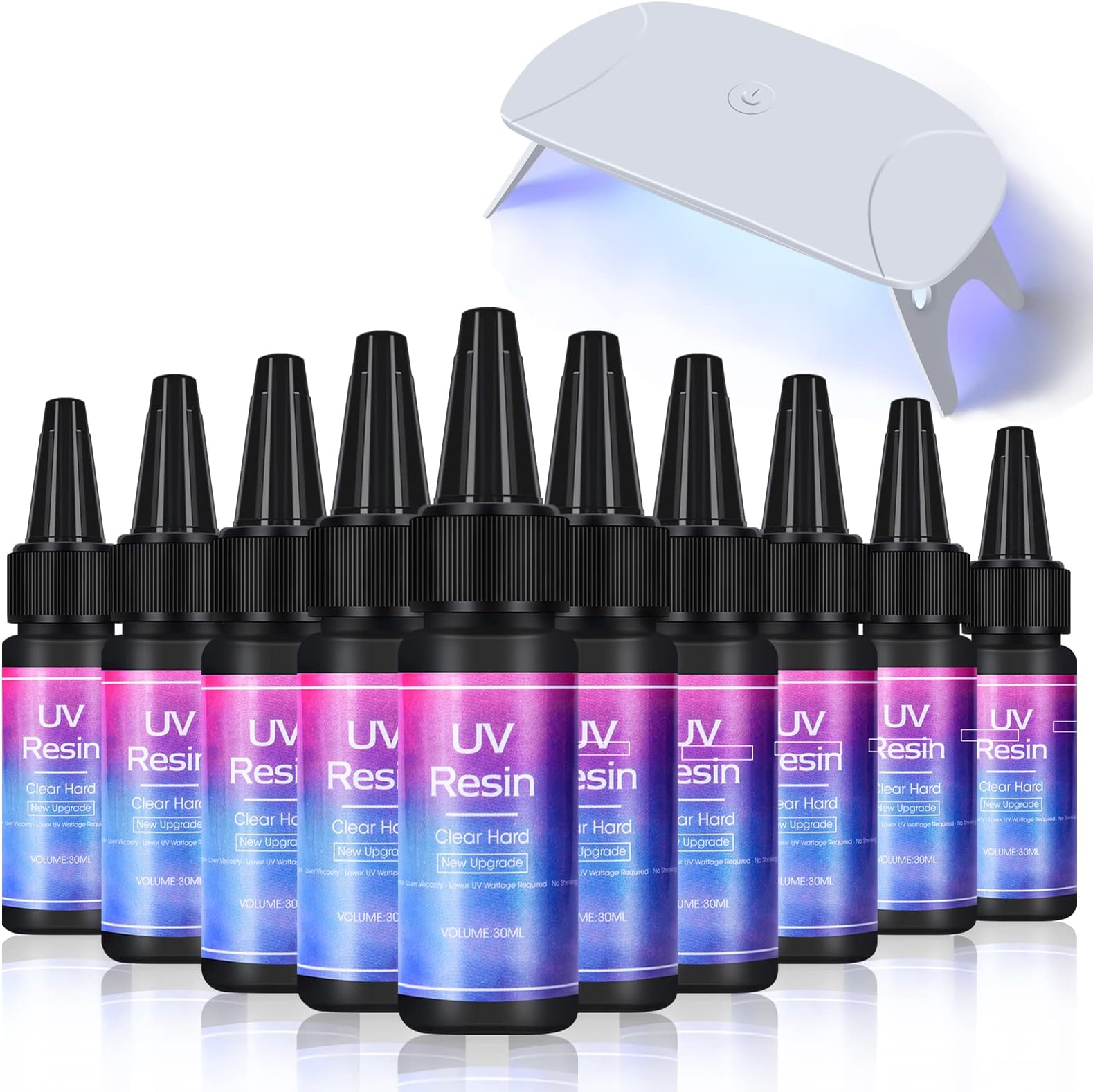 JDiction UV Resin Kit with Light, Crystal Clear Hard Resin Glue