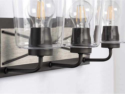 Miniatura 2 de Progress Lighting Briarwood Collection - Lámpara de tocador de baño de cristal transparente con 3 luces, grafito, color negro