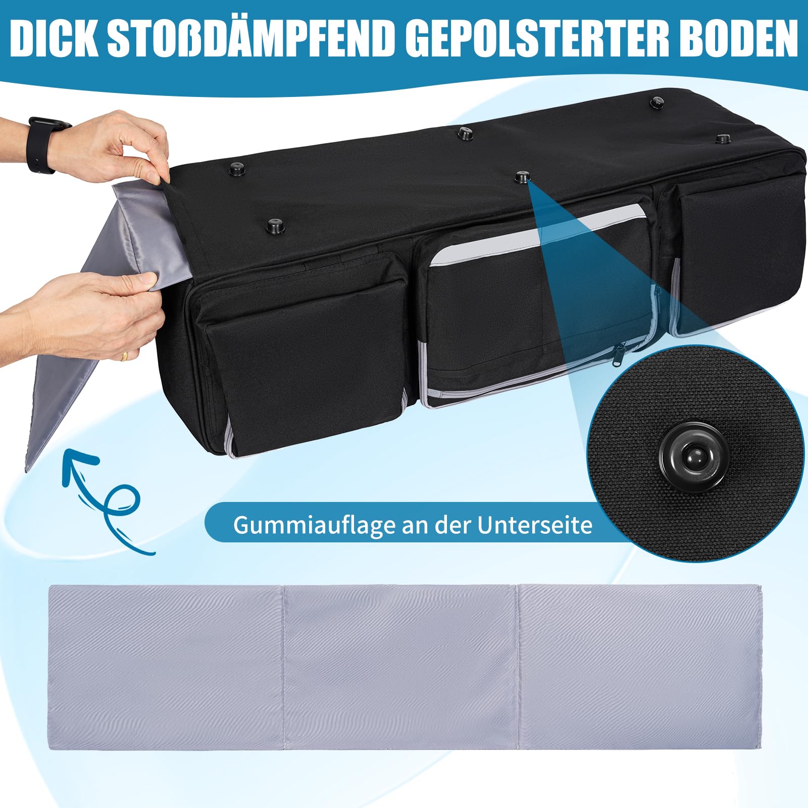 OUUTMEE Bolsa de transporte para trípode, bolsa grande para trípode fotográfico con separadores acolchados extraíbles, bolsa de soporte de luz con base acolchada a prueba de golpes para trípodes de