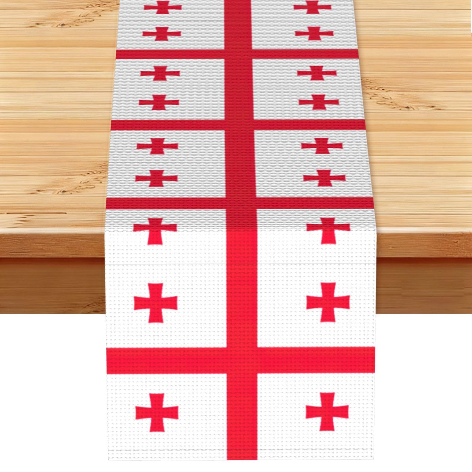 Flag of Georgia Printed Dining Table Runner 13x72 Inch, Non-Fading Decor for Kitchen Dresser Fireplace Mantel