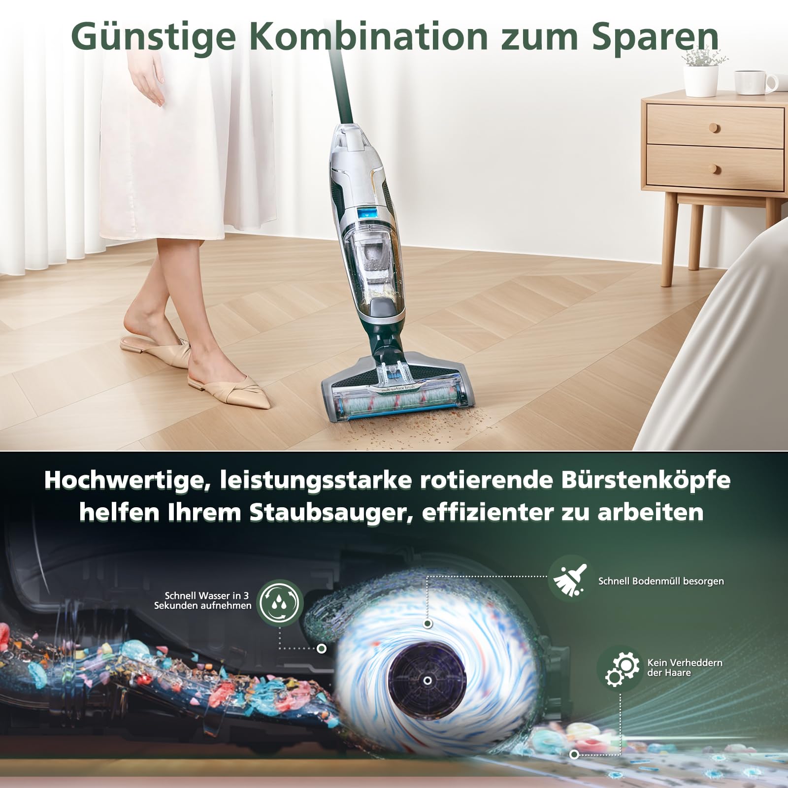 Zubehör für Bissell CrossWave 3-in-1 C3 Pro Nass Trockensauger 3555N, 3 Multi-Oberflächenbürsten 1868 + 3 Filter 1866 für Bissell CrossWave 17132 2225N 2582N 25821 2519 Staubsauger
