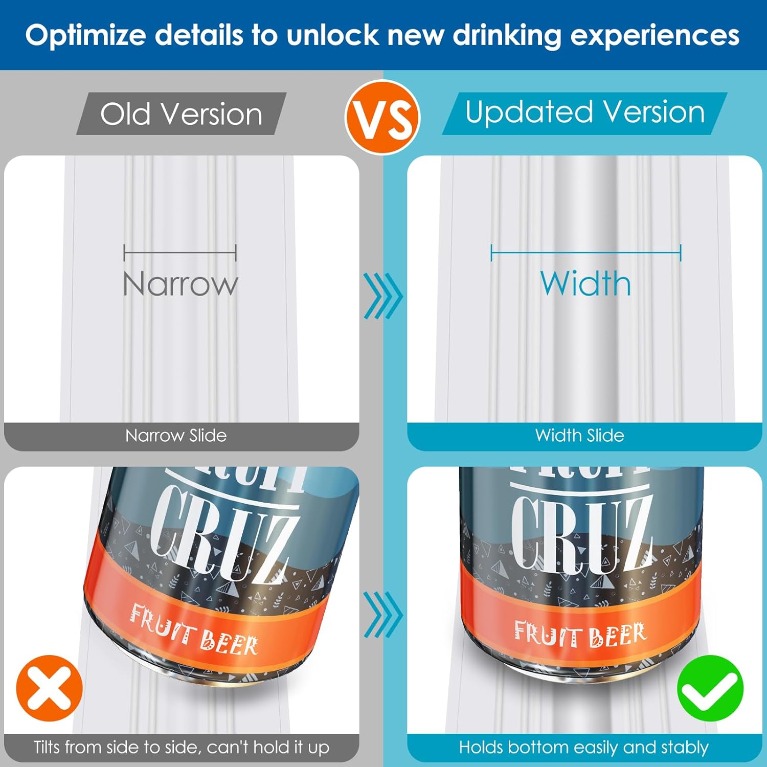 asika Drink Organizer for Fridge, Adjustable Width Soda Can Dispenser for Refrigerator Organizers and Storage, 5 Rows Beer Bottle Beverage Holder with Pusher Glide (16.54" L, White) - Image 5