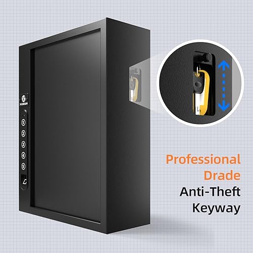 Miniatura 8 de XDeer Caja de bloqueo biométrico de 60 teclas, montaje en pared con ranura antirrobo para llaves y cerradura combinada para hoteles y oficinas