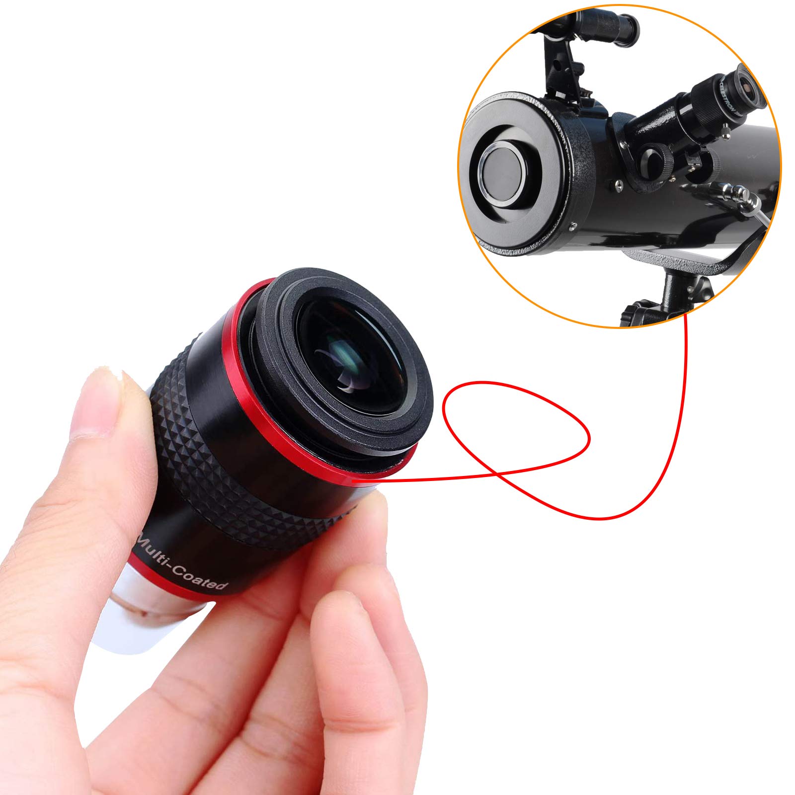 Ocular ultra gran angular de 68 grados para telescopio (15 mm), ocular, totalmente recubierto de verde, juego de accesorios de telescopio de 1.25 pulgadas (15 mm), 1 unidad