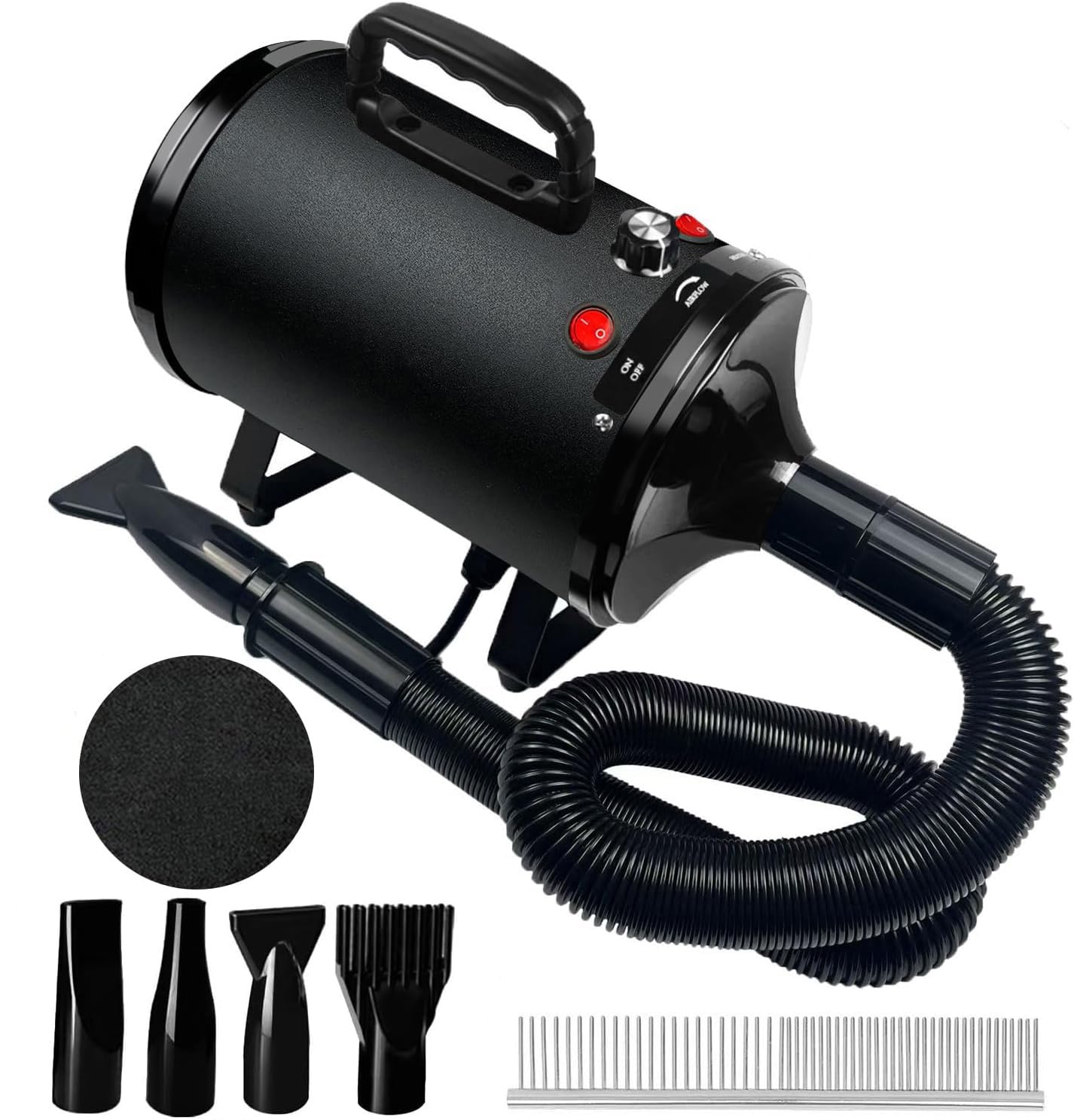 Dog Hair Dryer, 2800W High Velocity Professional Dog Grooming Dryer,Adjustable Temperature and Speed with 4 Different Nozzles