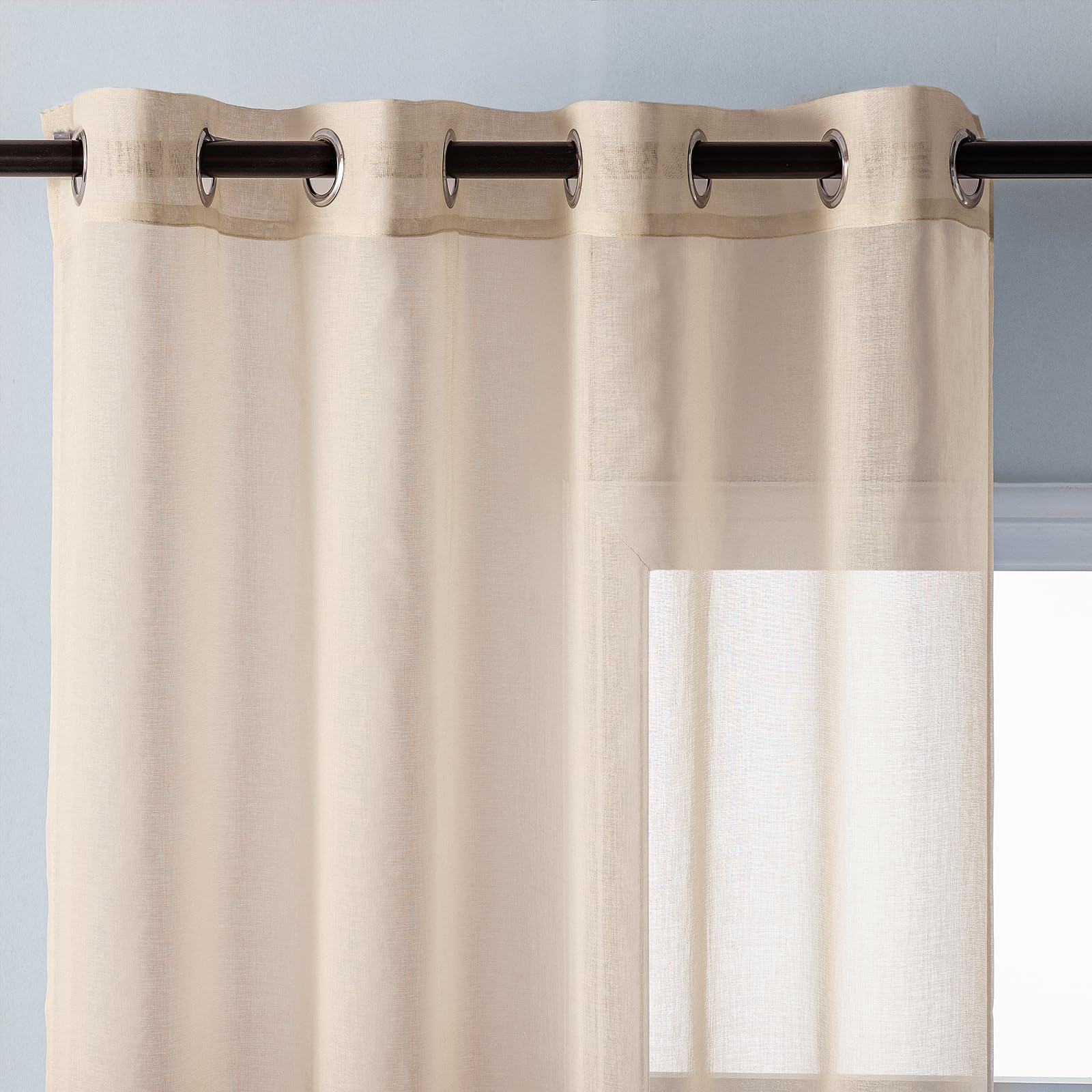 DWCN Voile Curtain Brown Gradient Curtains for Living Room Eyelet Net Curtains for Windows Sheer Curtains for Bedroom Set of 2 - Image 4