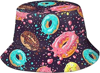 Donut Doughnut Bucket Hat Fisher Hat Travel Beach Sun Hat Outdoor Cap for Unisex Men Women
