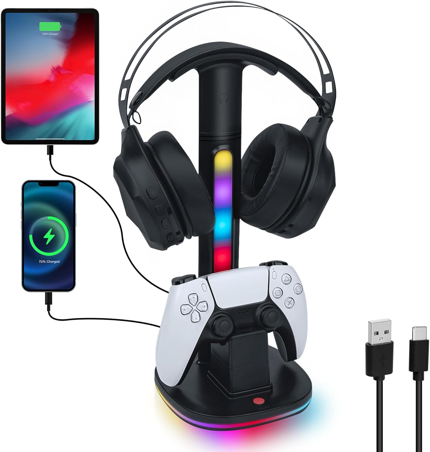 Stazione Di Ricarica PSVR2 Con RGB - Dock Magnetico Per Controller E Auricolare PS5 - Foto 12