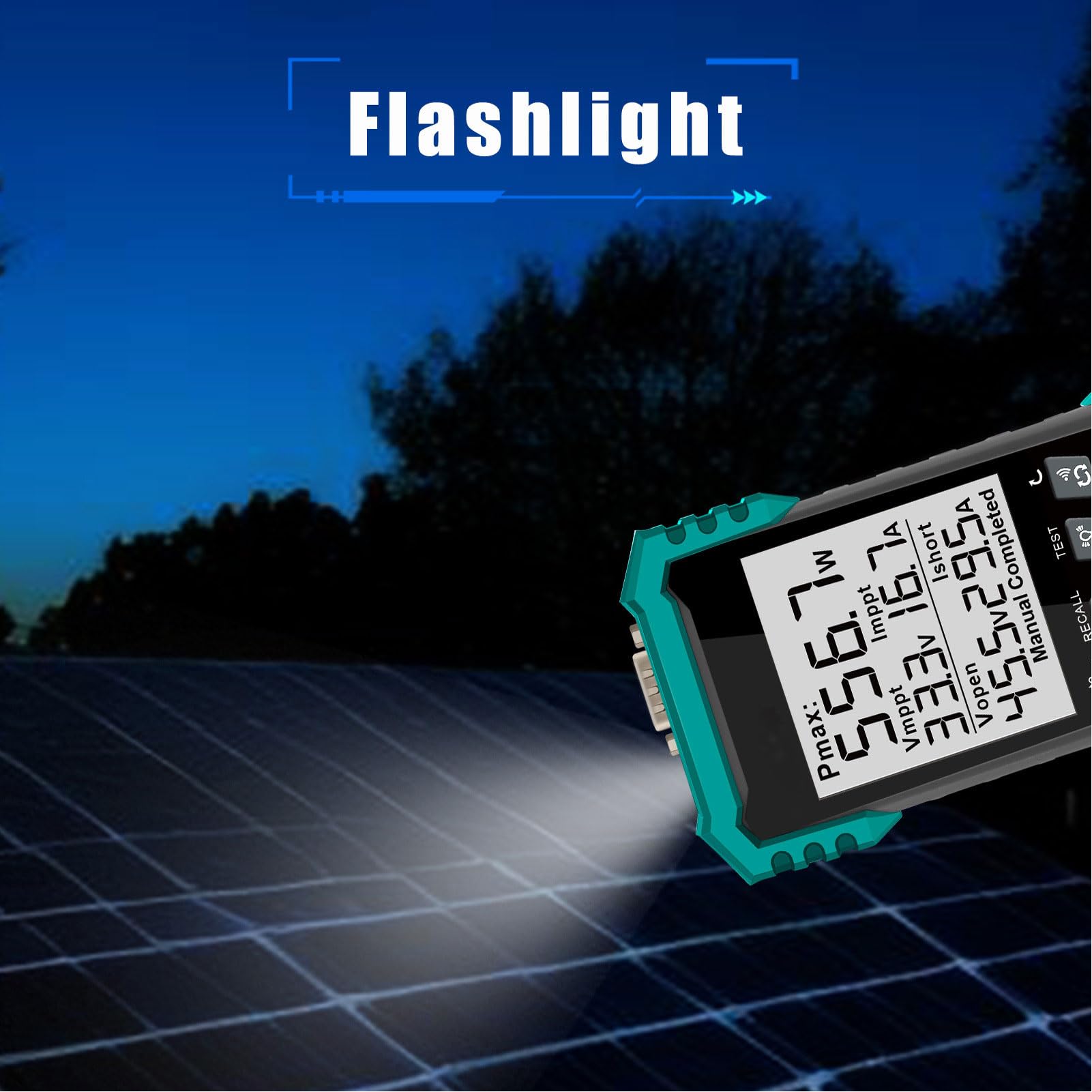 SIXRUN Tester per Pannelli Solari Misuratore MPPT ABS Multimetro Fotovoltaico LCD da 2000 W con Test di Tensione A Circuito Aperto da 0 A 40 A per Installatori di Sistemi Solari Risoluzione dei