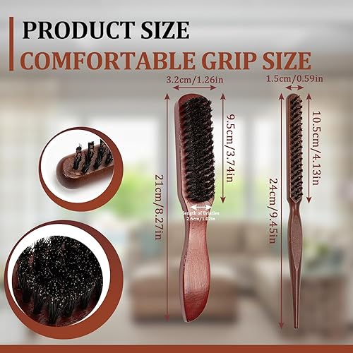 Miniatura 3 de 2 cepillos de cerdas de jabalí para hombres y mujeres, alisadores y burlas para un cabello elegante, peinados de espalda lisa y brillo mejorado de