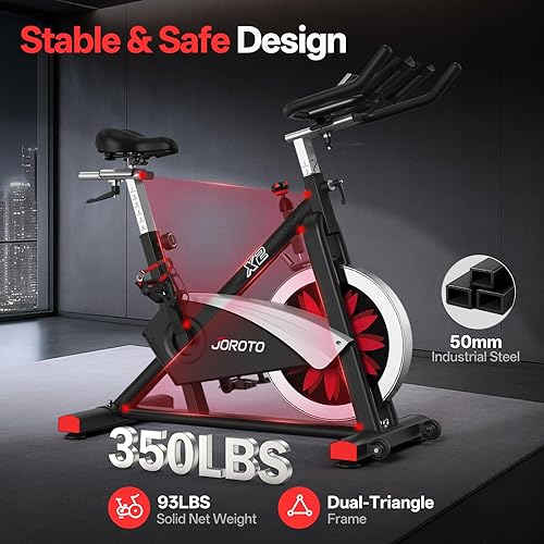 Vista 4 de JOROTO X2 X2PRO - Bicicleta estática para interiores con Bluetooth X4S con resistencia magnética legible, 100 niveles de resistencia magnética, más
