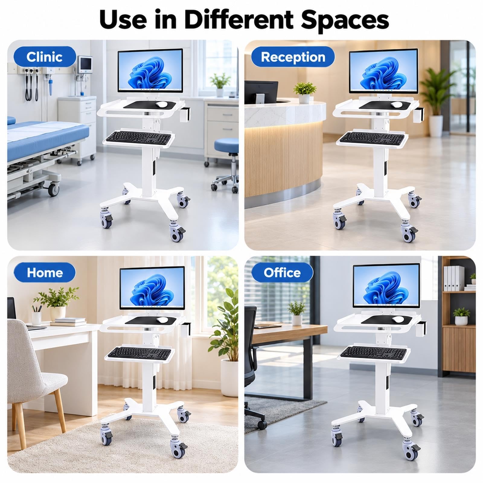 Wózek na laptopa medycznego na kółkach z uchwytem na monitor