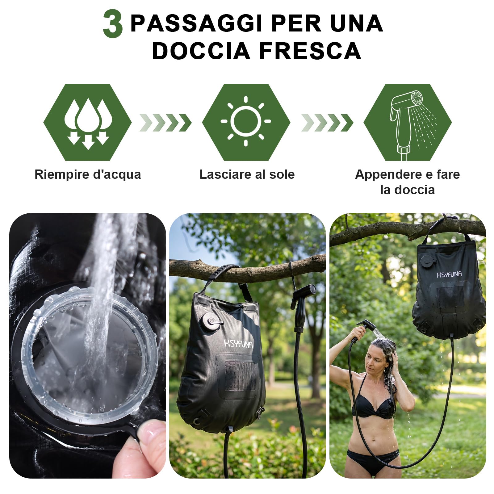 Doccia da Campeggio,5 Galloni/20L con Visualizzazione della Temperatura Doccia Solare Campeggio,Acqua Calda 45 ° C Doccia da Campeggio All'Aperto,per l'escursionismo Arrampicata